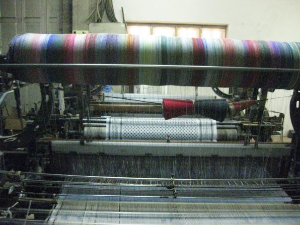 This machine is loaded, ready to make a rainbow kuffiyeh!